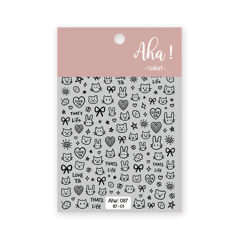 Aha Sticker Aha Nail Sticker 087-01 Black – Elephant Beauty Supply