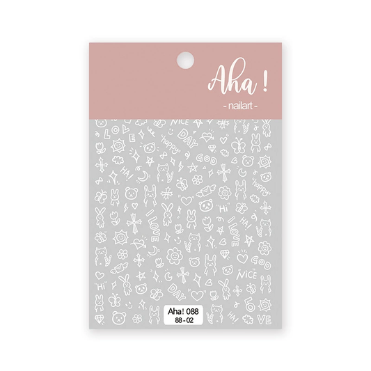 Autocollant pour ongles Aha 088-02 Blanc