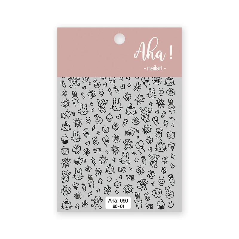 Aha Sticker Aha Nail Sticker 090-01 Black – Elephant Beauty Supply