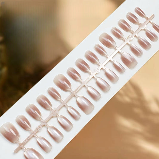 Press On Nail Tips - 1054 (Short Oval Cat Eye Muted Rose)