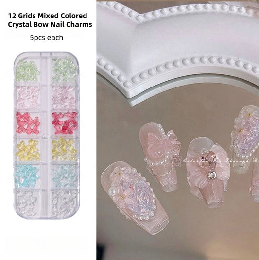 12 breloques pour ongles en cristal de couleurs mélangées