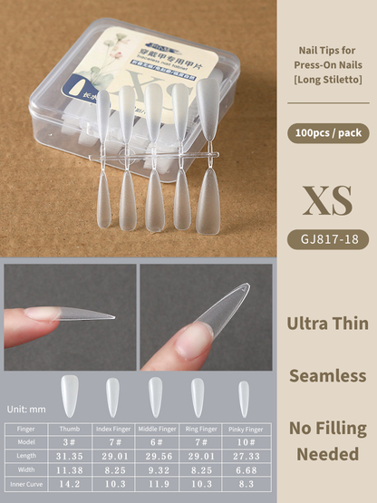 Clear Nail Tips For Press-On Nails [Long Stiletto]