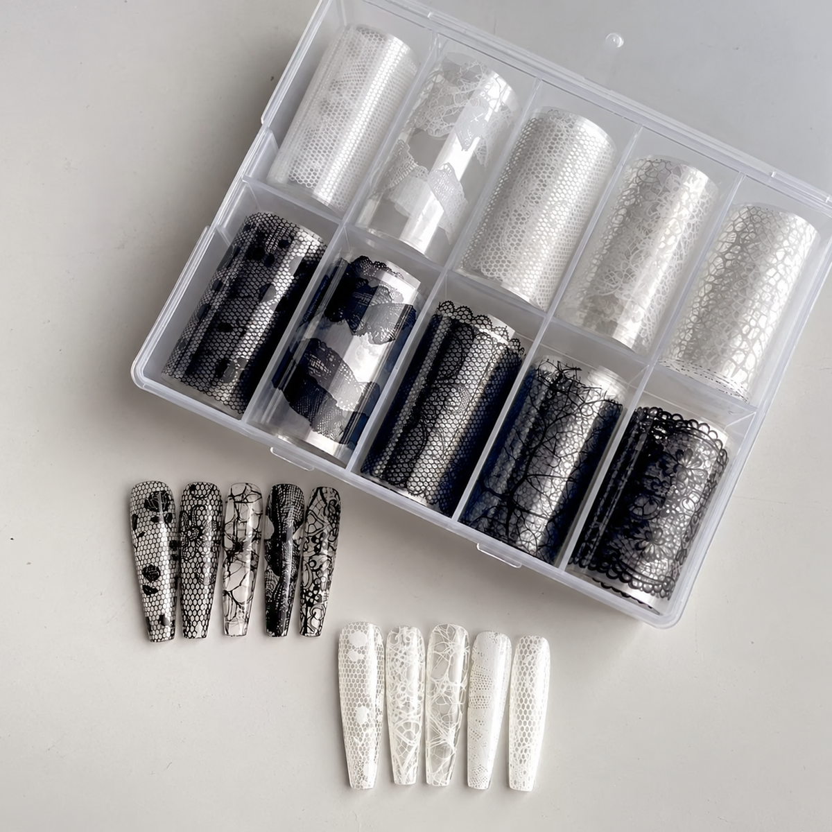 Vintage Black & White Lace Nail Art Transfer Foil