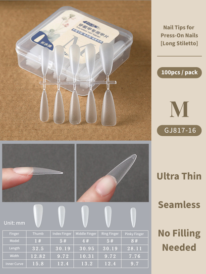 Clear Nail Tips For Press-On Nails [Long Stiletto]