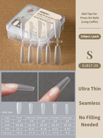 Clear Nail Tips For Press-On Nails [Long Coffin]