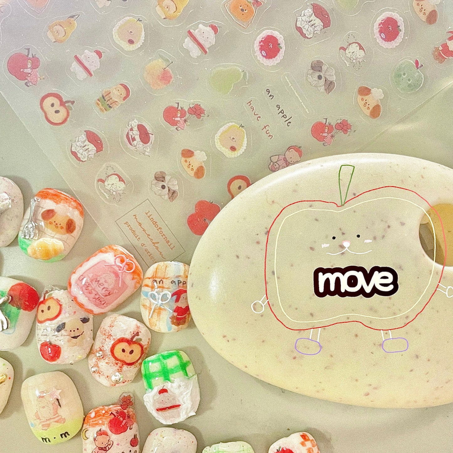 Doodle Christmas Apple Nail Sticker