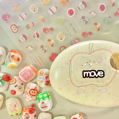 Doodle Christmas Apple Nail Sticker