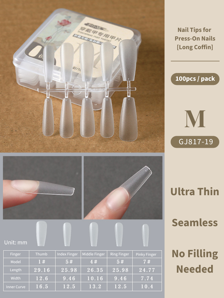 Clear Nail Tips For Press-On Nails [Long Coffin]