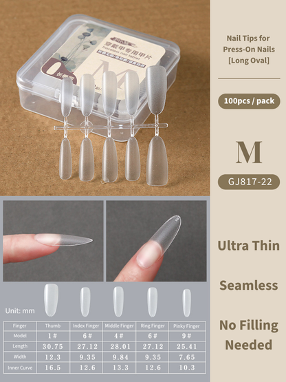 Clear Nail Tips For Press-On Nails [Long Oval]