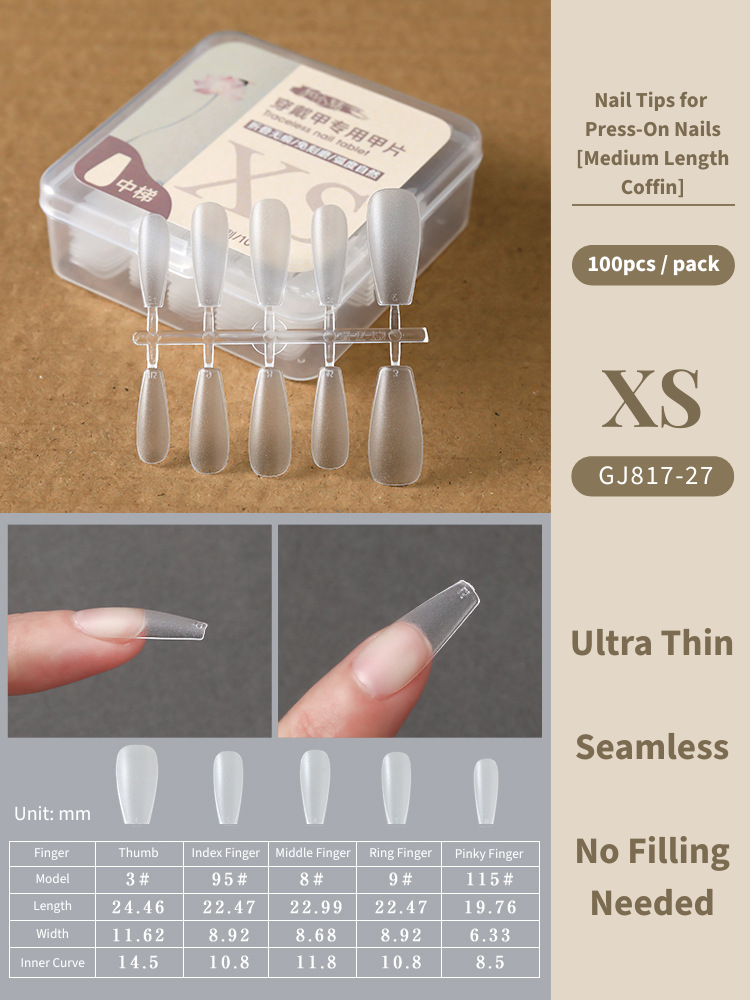 Clear Nail Tips For Press-On Nails [Medium Length Coffin]