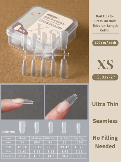 Clear Nail Tips For Press-On Nails [Medium Length Coffin]