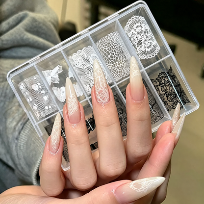 Vintage Black & White Lace Nail Art Transfer Foil