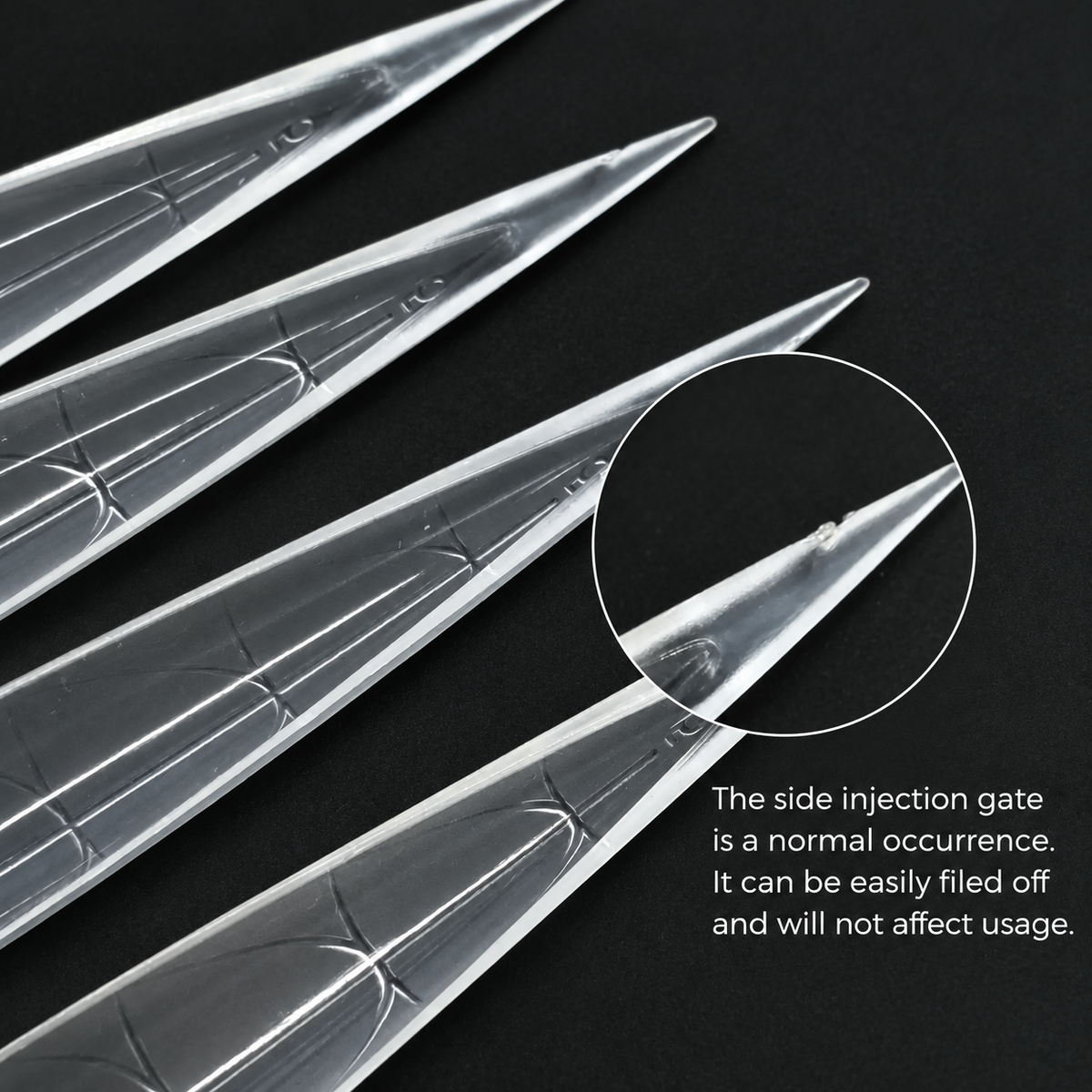 Extra Long Solid Stiletto Half Cover Nail Tips with Guide Lines – 360pcs