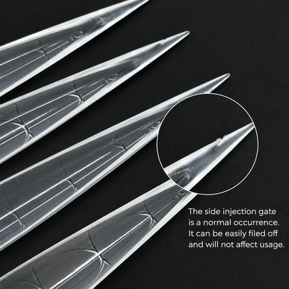 Extra Long Solid Stiletto Half Cover Nail Tips with Guide Lines – 360pcs