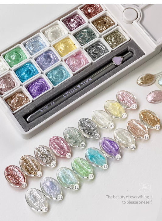 Yolly Star Frappuccino Aurora Gel Palette 18 Colors – Opal Glow & Textured Shimmer