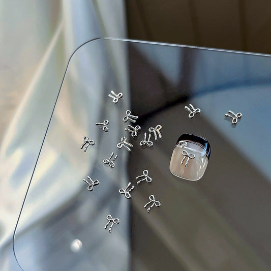 Small Silver Bow Nail Charms 5*6mm (10pcs)