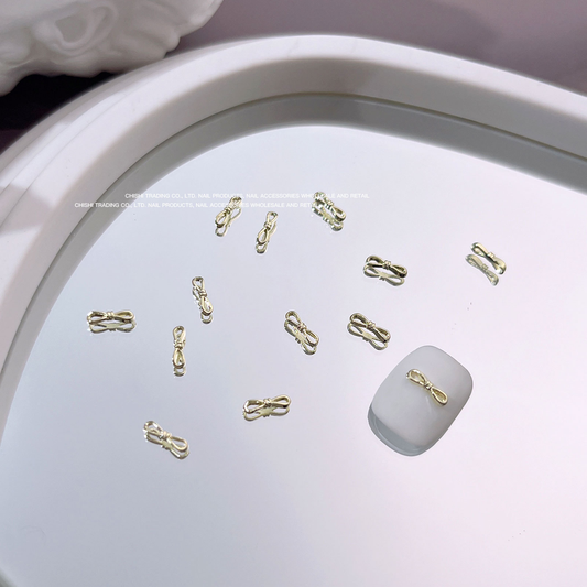 Elegant Infinity Gold Bow Nail Charms 2*8mm (10pcs)