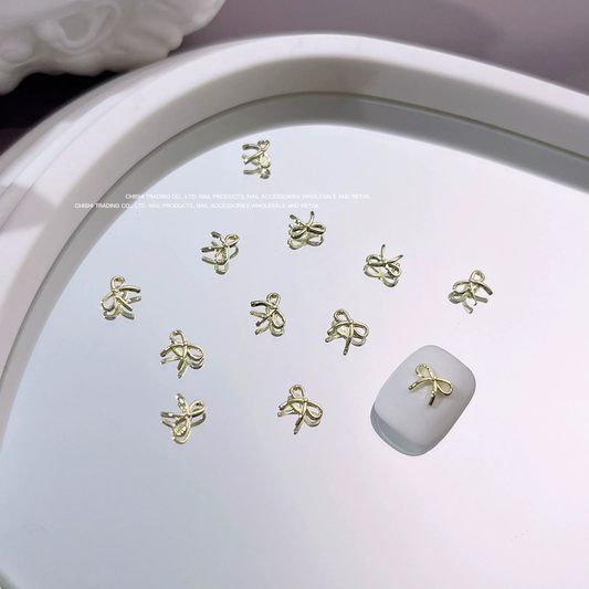 Medium Gold Bow Nail Charms 6*7mm (5pcs)