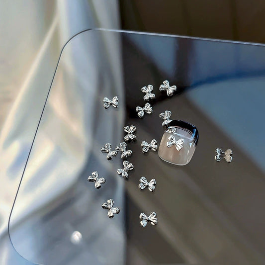Medium Silver Butterfly Bow Nail Charm 6*5mm (5pcs)