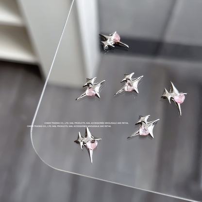 Starburst Heart Crystal Nail Charms 10x13mm 2pcs