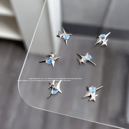 Starburst Heart Crystal Nail Charms 10x13mm 2pcs