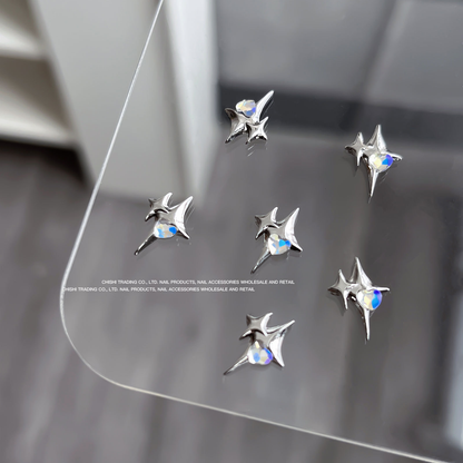 Starburst Heart Crystal Nail Charms 10x13mm 2pcs