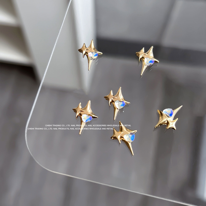 Starburst Heart Crystal Nail Charms 10x13mm 2pcs