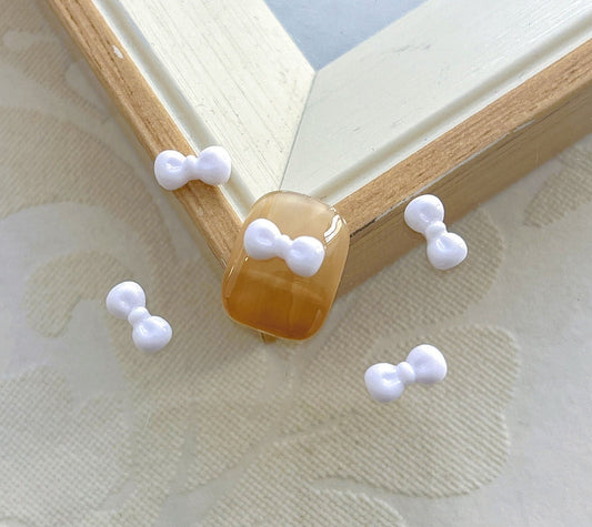 3D Cute White Resin Bow Tie Nail Charms 4*9mm (5pcs)