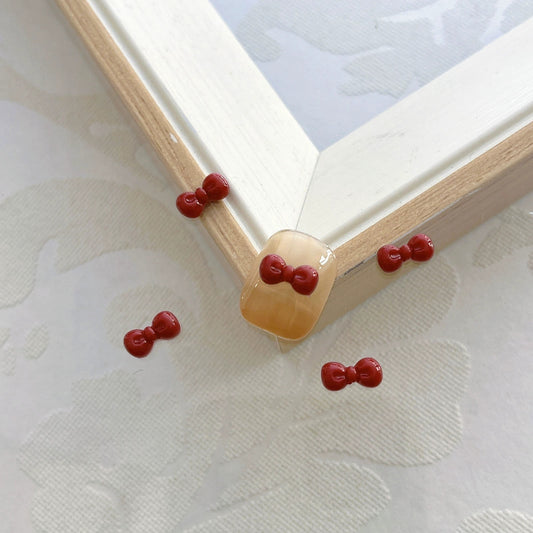 3D Cute Burgundy Resin Bow Tie Nail Charms 4*9mm (5pcs)