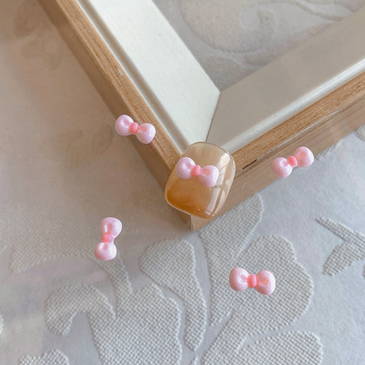3D Cute Baby Pink w/ Pink Center Resin Bow Tie Nail Charms 4*9mm (5pcs)