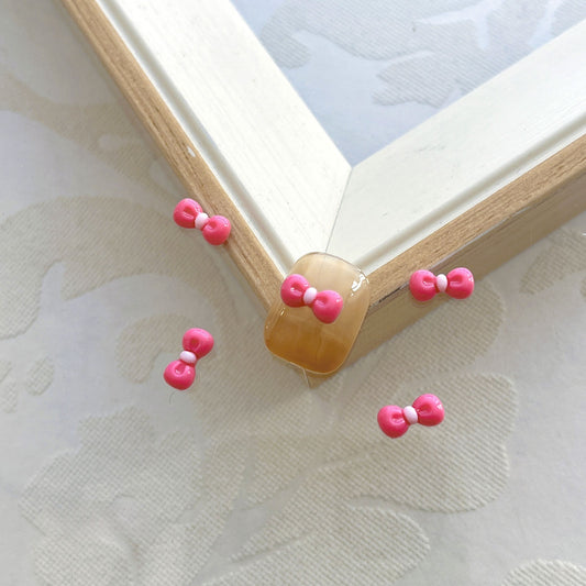 3D Cute Fuchsia w/ Pink Center Resin Bow Tie Nail Charms 4*9mm (5pcs)