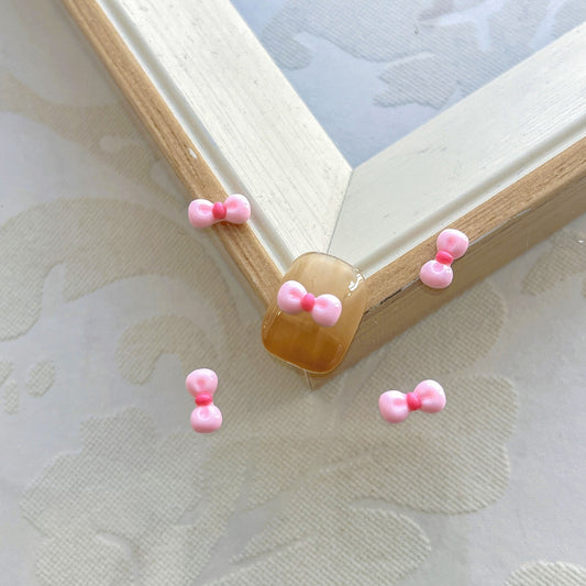 3D Cute Pink w/ Fuchsia Center Resin Bow Tie Nail Charms 4*9mm (5pcs)