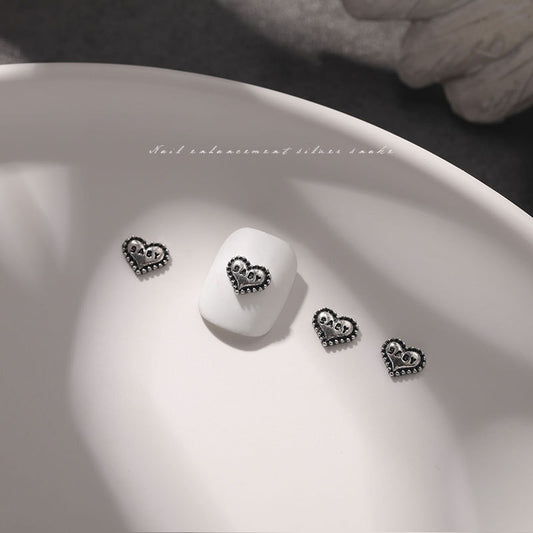 Punk Metal Heart Nail Charms 7.5*6mm (5pcs)