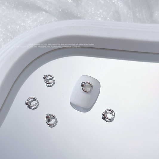 Small Silver Ring Nail Charms 5*6mm (10pcs)