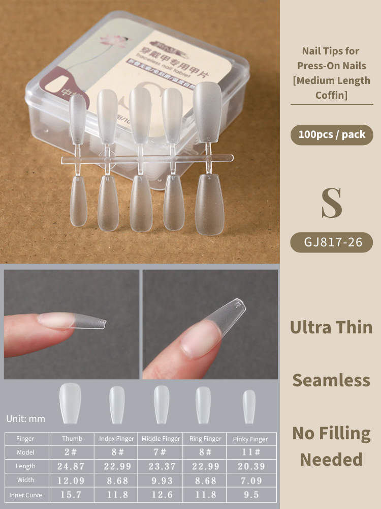 Clear Nail Tips For Press-On Nails [Medium Length Coffin]