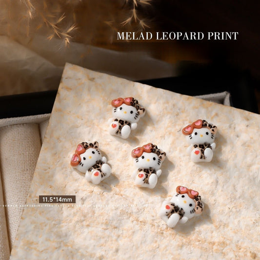 Leopard Kitty Nail Charm 11.5*14mm (5pcs)