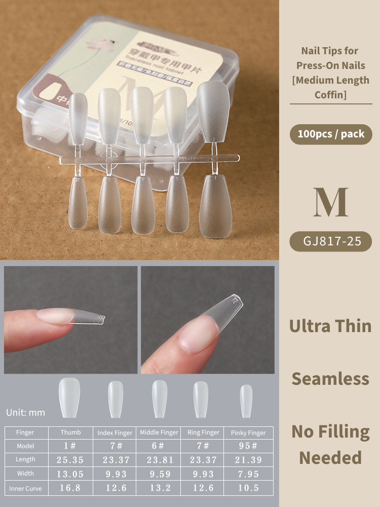 Clear Nail Tips For Press-On Nails [Medium Length Coffin]