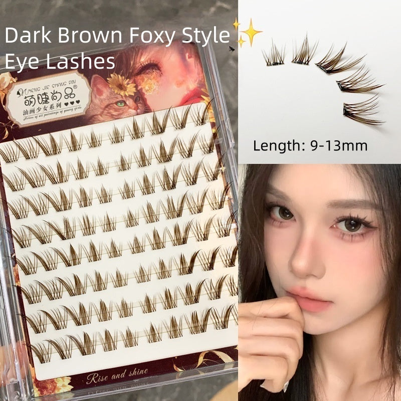 Glue Free DIY False Cluster Lashes - Dark Brown Foxy Style