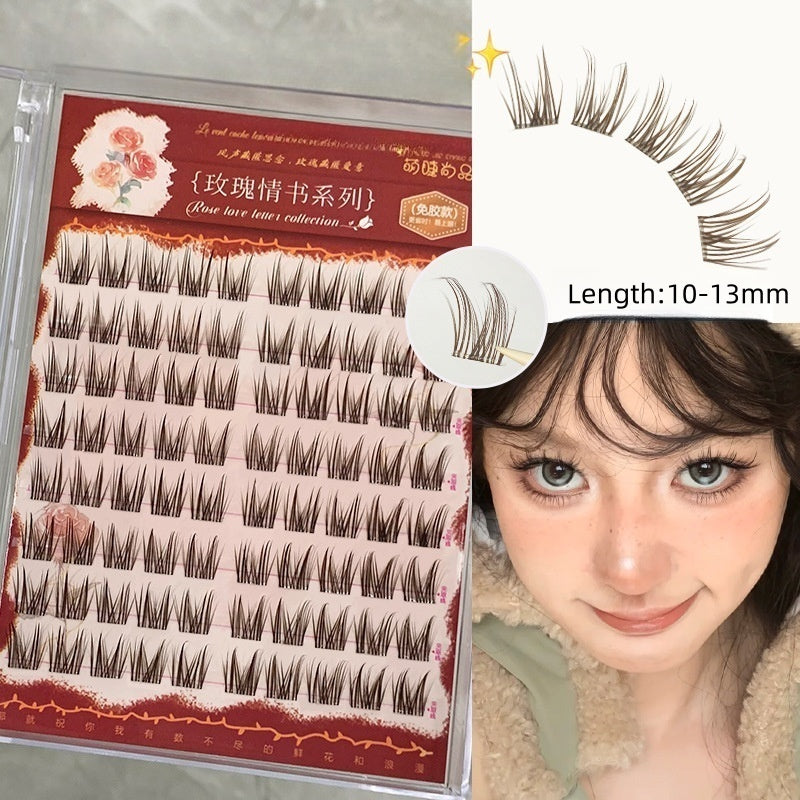 Glue Free DIY False Cluster Lashes - Dark Brown Cat Ear Style