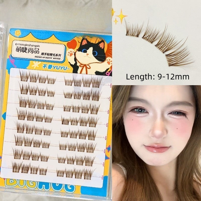 Glue Free DIY False Cluster Lashes - Brown Baby Curl