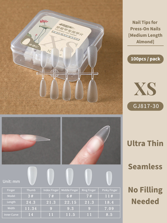 Clear Nail Tips For Press-On Nails [Medium Length Almond]