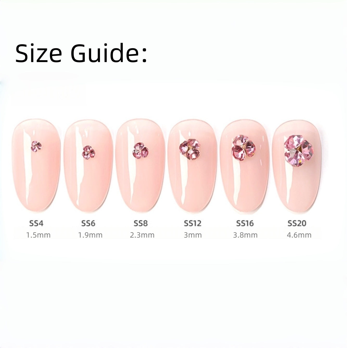 6 Grids Mix Size Rhinestone - Clear