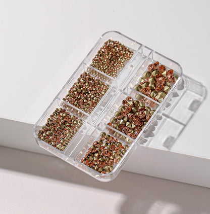 6 Grids Mix Size Rhinestone - Peach