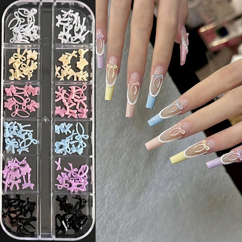 12 Grids Mix Style Bow Nail Decoration - Mix Color