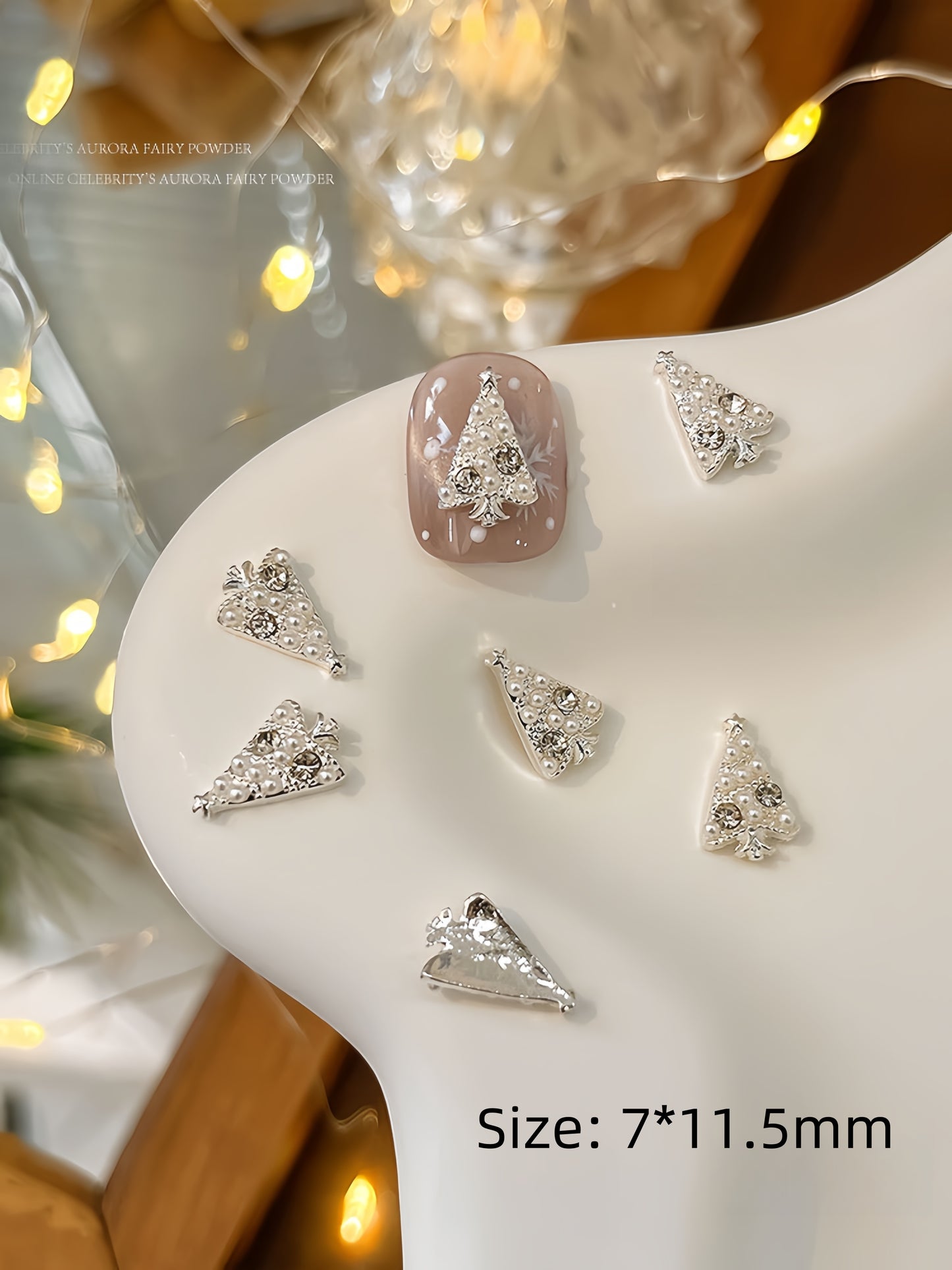 Christmas Tree Nail Charm – #02 Silver White (2PCS)