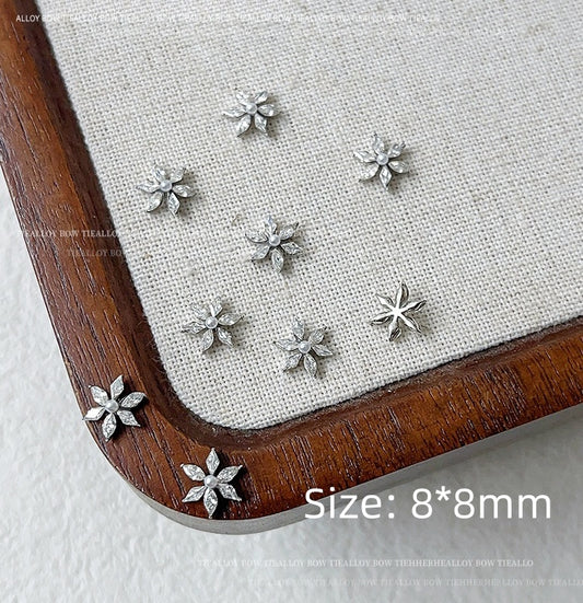 Snowflake Zircon Nail Charm – #02 Silver 8*8mm (2PCS)