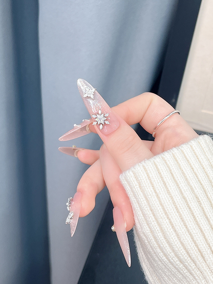 Snowflake Zircon Nail Charm – #03 Silver 9*9mm (2PCS)