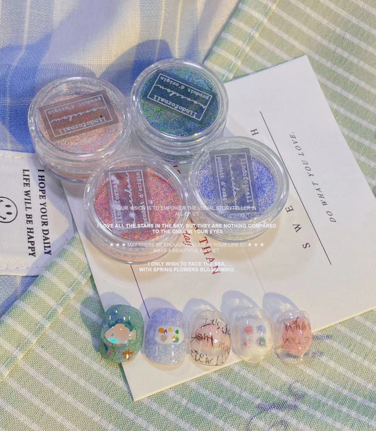 Sugar Effect Nail Powder 4 Color Set