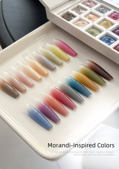 Yolly Mushroom Morandi Series Ombre Painting Gel Palett - 18 Colors