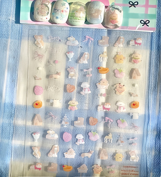 Sweet Cartoon Animals Nail Stickers